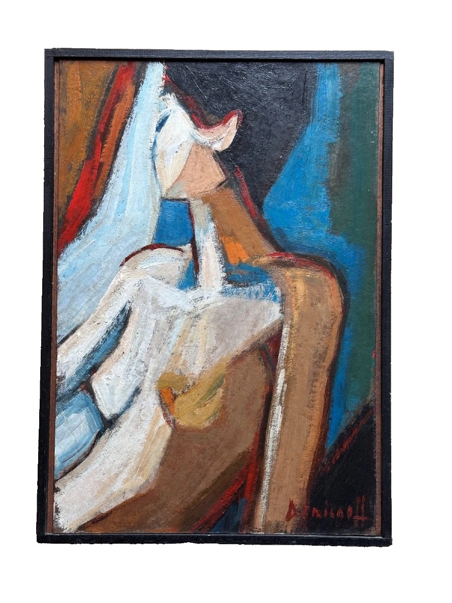 Pierre Demianoff Modern Painting, Portrait Of A Young Nude Woman, Fauvist Style, 1960, Sète -photo-7