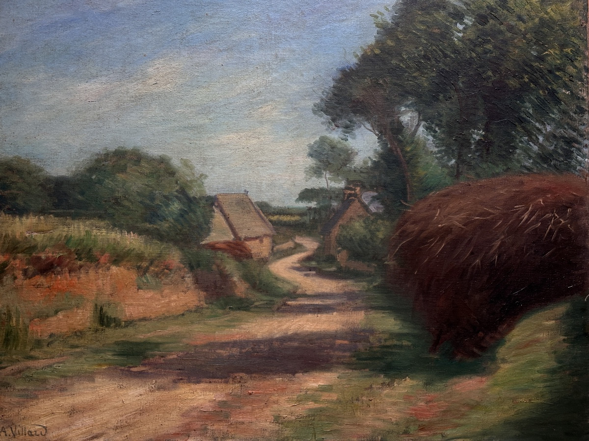 Abel Villard Painting, Landscape Of Brittany, House In Douarnenez, Pont-aven, 1900, Oil On Canvas-photo-6