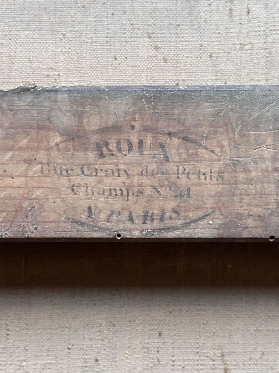 Tableau portrait de jeune femme profil foulard école Ingres hst  1830 Roux marchand de couleurs-photo-4