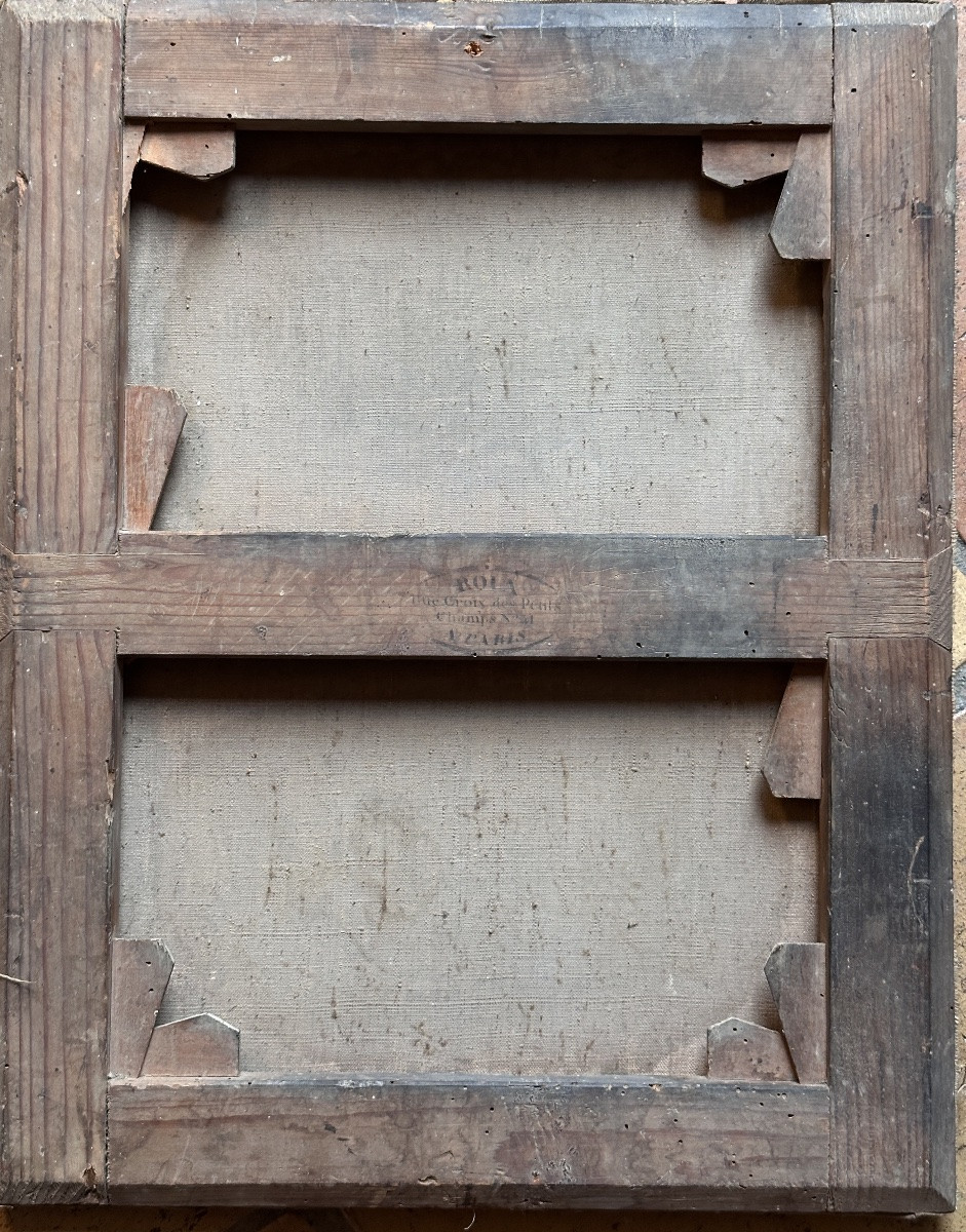 Tableau portrait de jeune femme profil foulard école Ingres hst  1830 Roux marchand de couleurs-photo-5