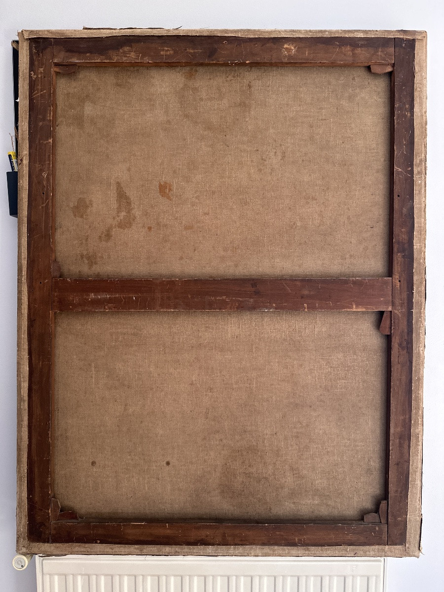 Polydore BEAUFAUX Grand Tableau portrait de Dame Romantique signé  19ème 110 x 86 cm  Belge -photo-1