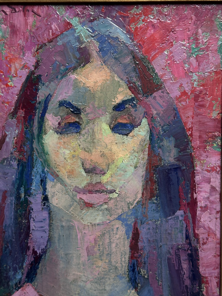 Jean Dulac, Portrait Of Violet, Young Fauvist Expressionist Woman, Lyon, 1960-photo-5