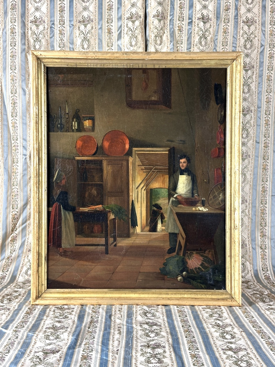 Painting Of An Interior Scene, Kitchen, Pantry Of The Romantic Castle, 1841, Following. Drowling-photo-2