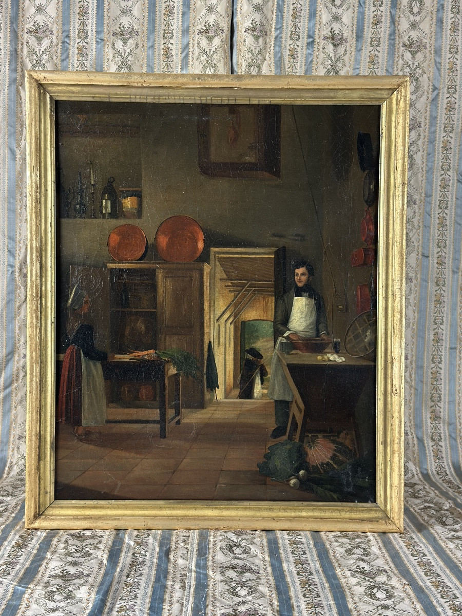 Painting Of An Interior Scene, Kitchen, Pantry Of The Romantic Castle, 1841, Following. Drowling-photo-3