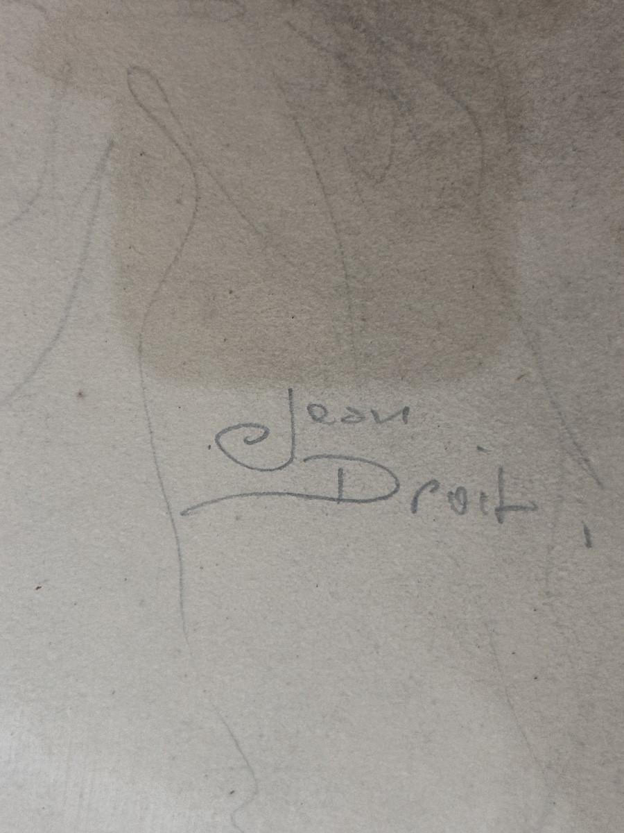 Jean  Droit le baiser du soir dessin art deco-photo-3