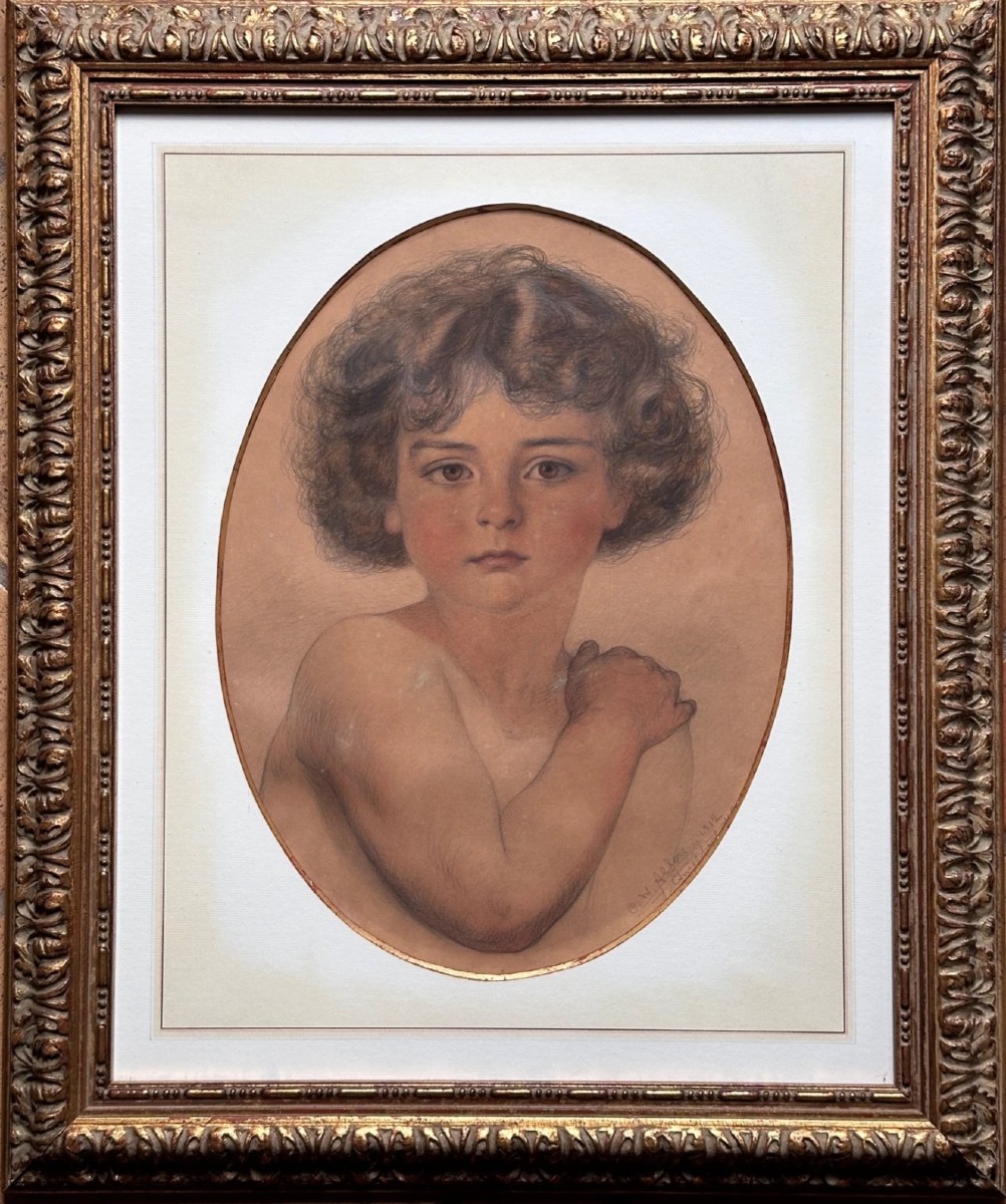 Christian Wilhelm Allers Drawing Art Nouveau Portrait Of A Little Boy Secession Jugendstil 1912 -photo-2