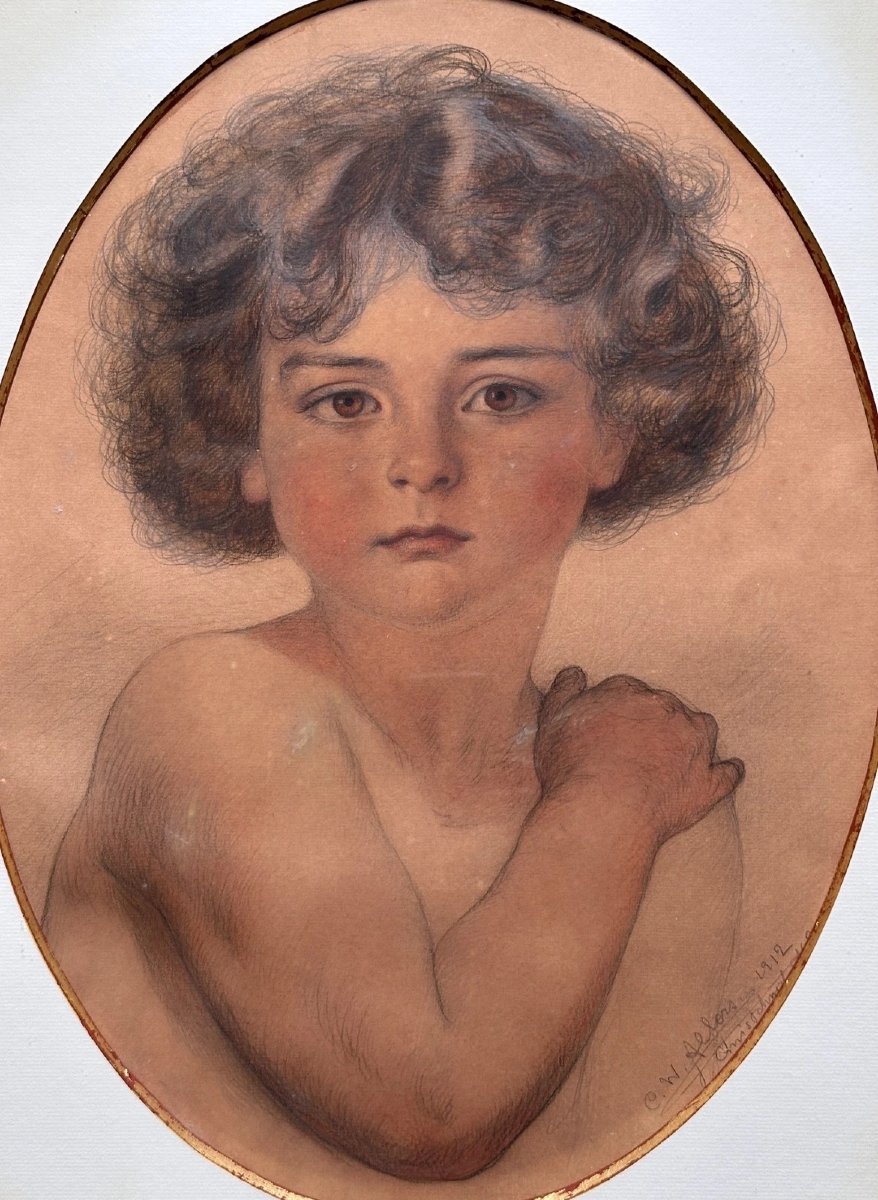 Christian Wilhelm Allers Drawing Art Nouveau Portrait Of A Little Boy Secession Jugendstil 1912 -photo-4