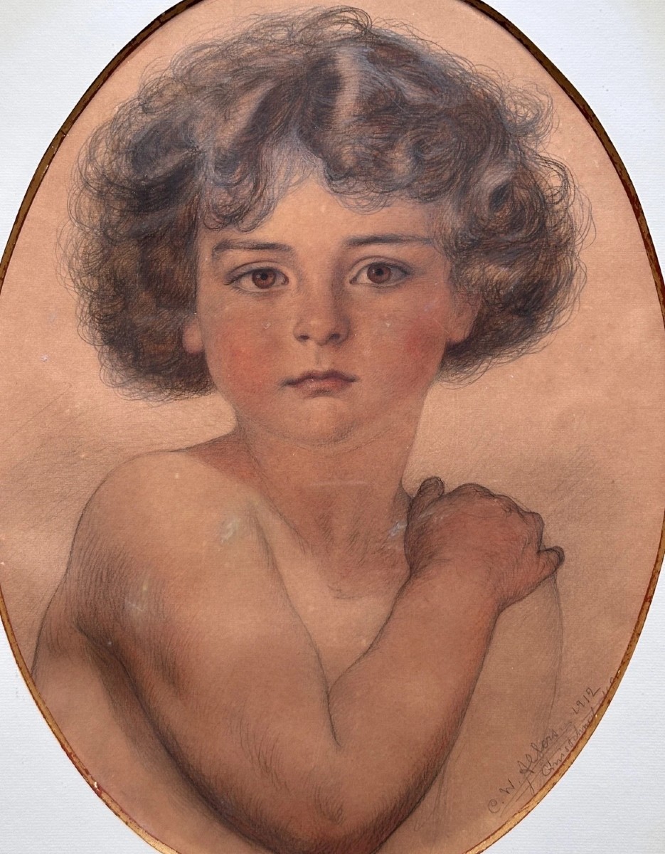 Christian Wilhelm Allers Drawing Art Nouveau Portrait Of A Little Boy Secession Jugendstil 1912 