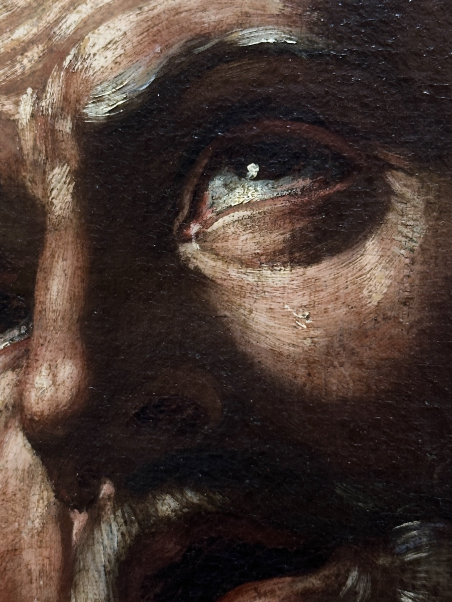 Tableau école du Caravage portrait de Saint Pierre pénitent 17ème sv Ribera