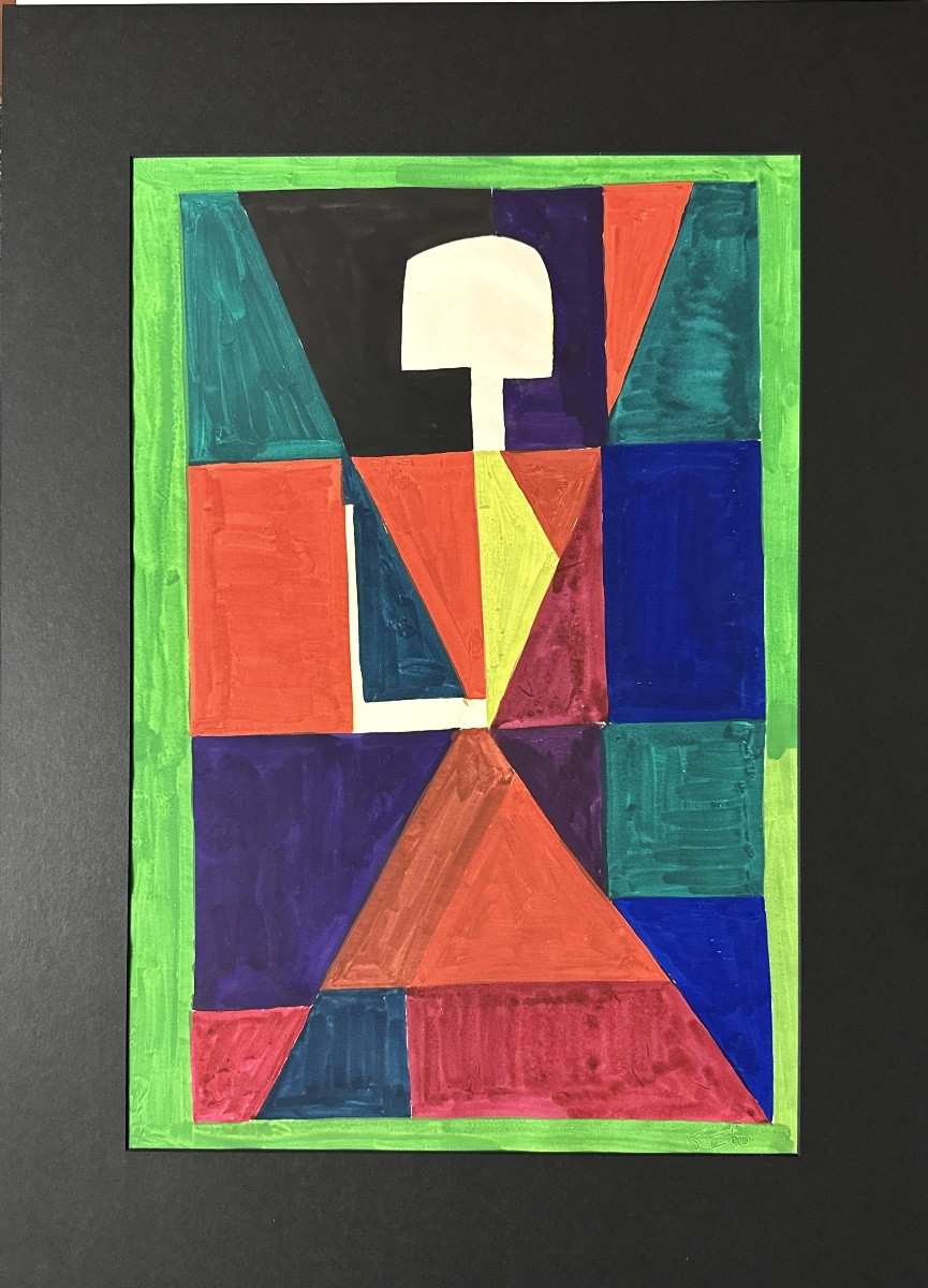 Pierre Jourda, Cubist Drawing, Portrait Of A Woman In The Style Of S. Delaunay, Toulouse, 1960 -photo-2