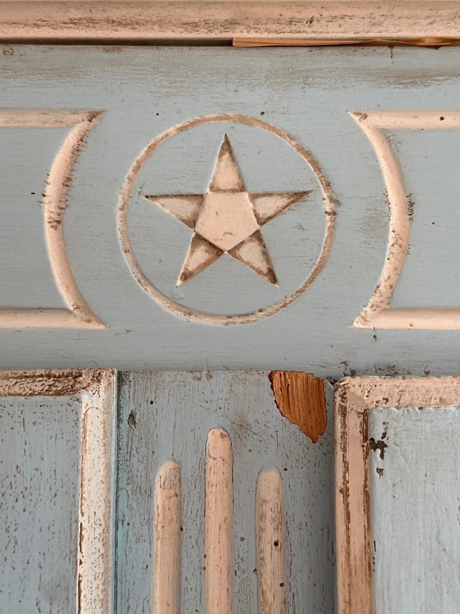 Armoire Louis XV Provence deux portes un tiroir bois sculpté rechampi-photo-4