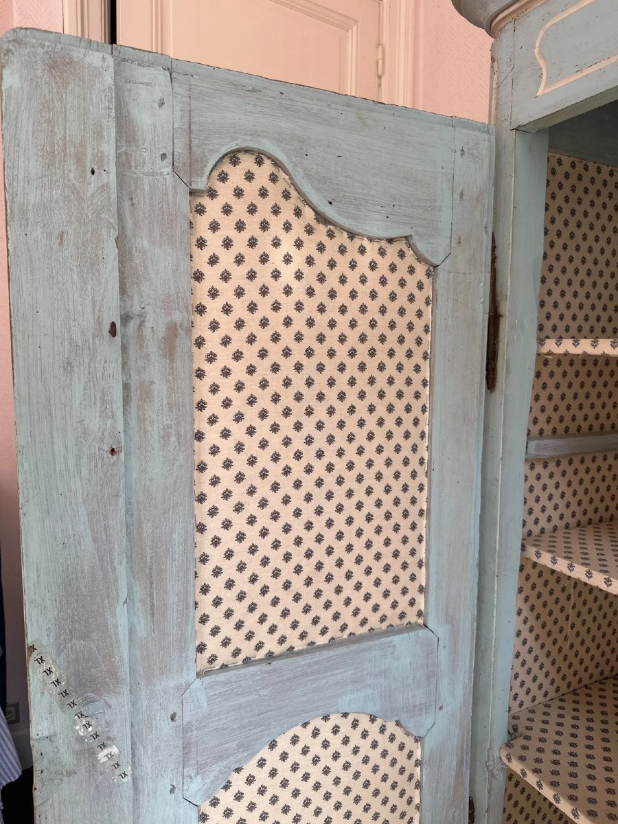 Armoire Louis XV Provence deux portes un tiroir bois sculpté rechampi-photo-6