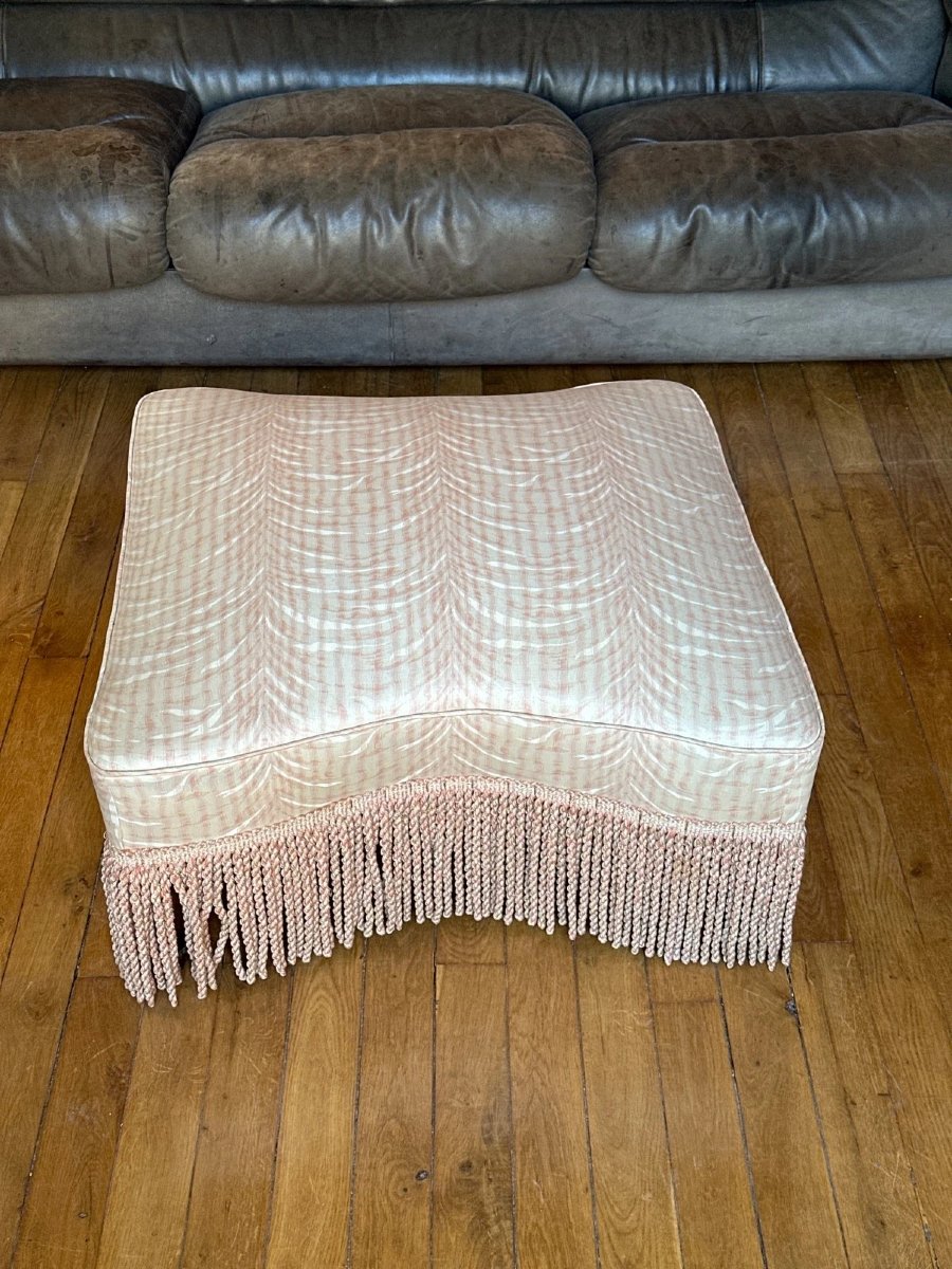 Large Pouf Stool With Fringe, Napoleon III Style, 19th Century, 70c-photo-2