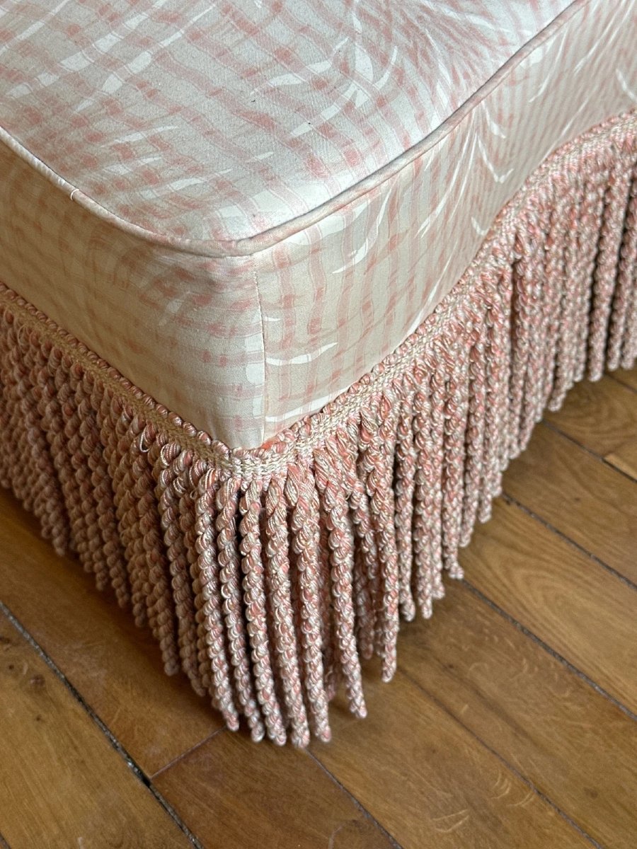 Large Pouf Stool With Fringe, Napoleon III Style, 19th Century, 70c-photo-3