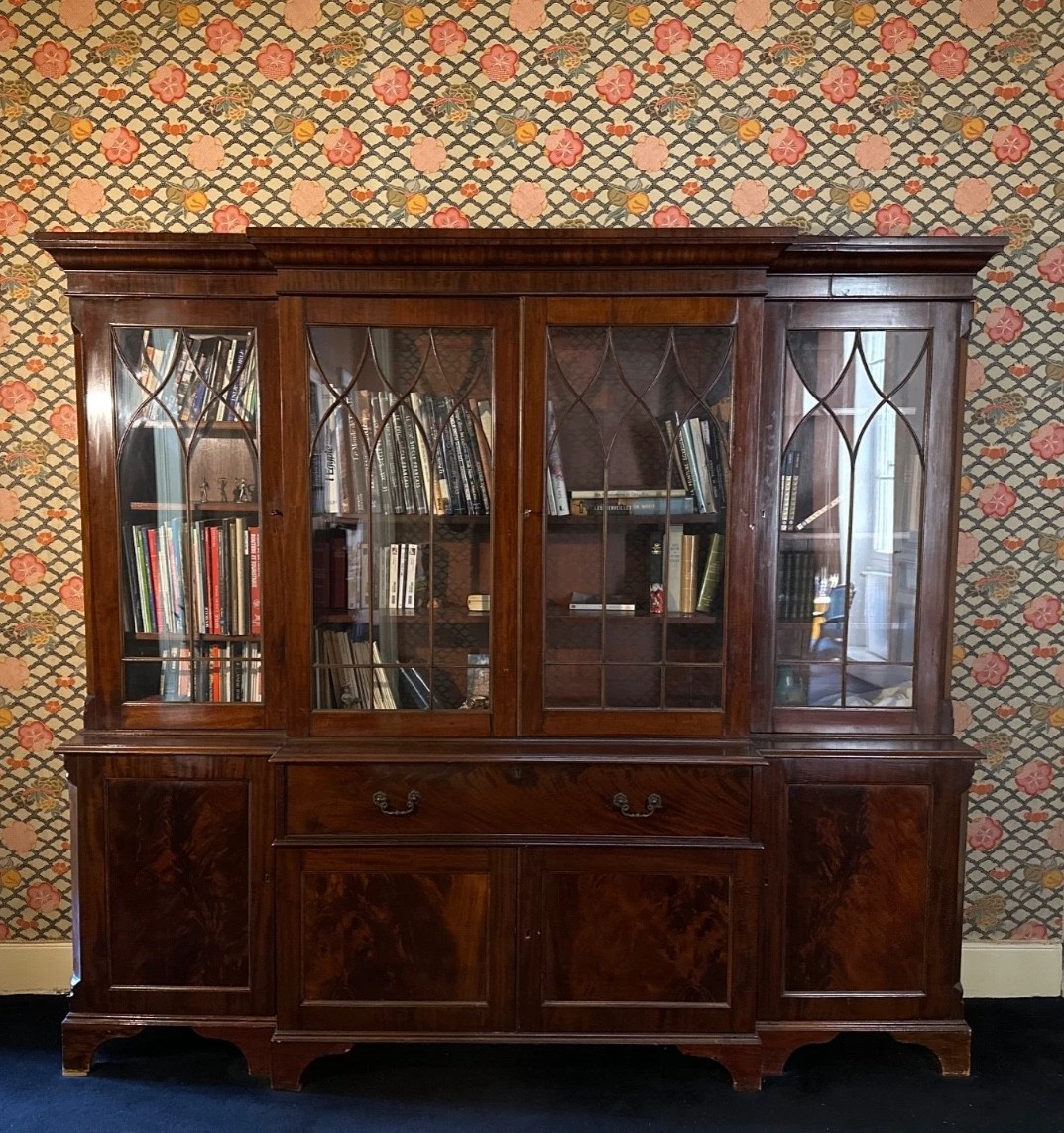 Large Scriban Bookcase Desk Display Cabinet In Mahogany Secret Drawer 19th-photo-2