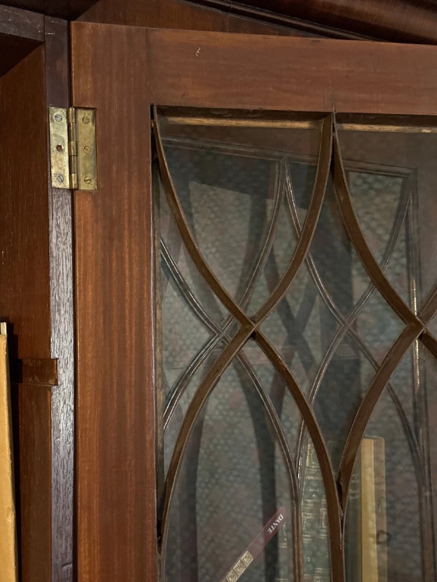 Large Scriban Bookcase Desk Display Cabinet In Mahogany Secret Drawer 19th-photo-3