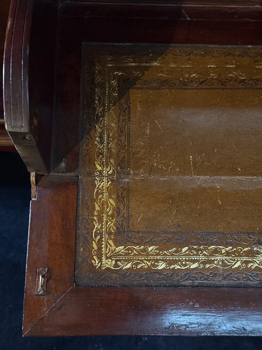 Large Scriban Bookcase Desk Display Cabinet In Mahogany Secret Drawer 19th-photo-4