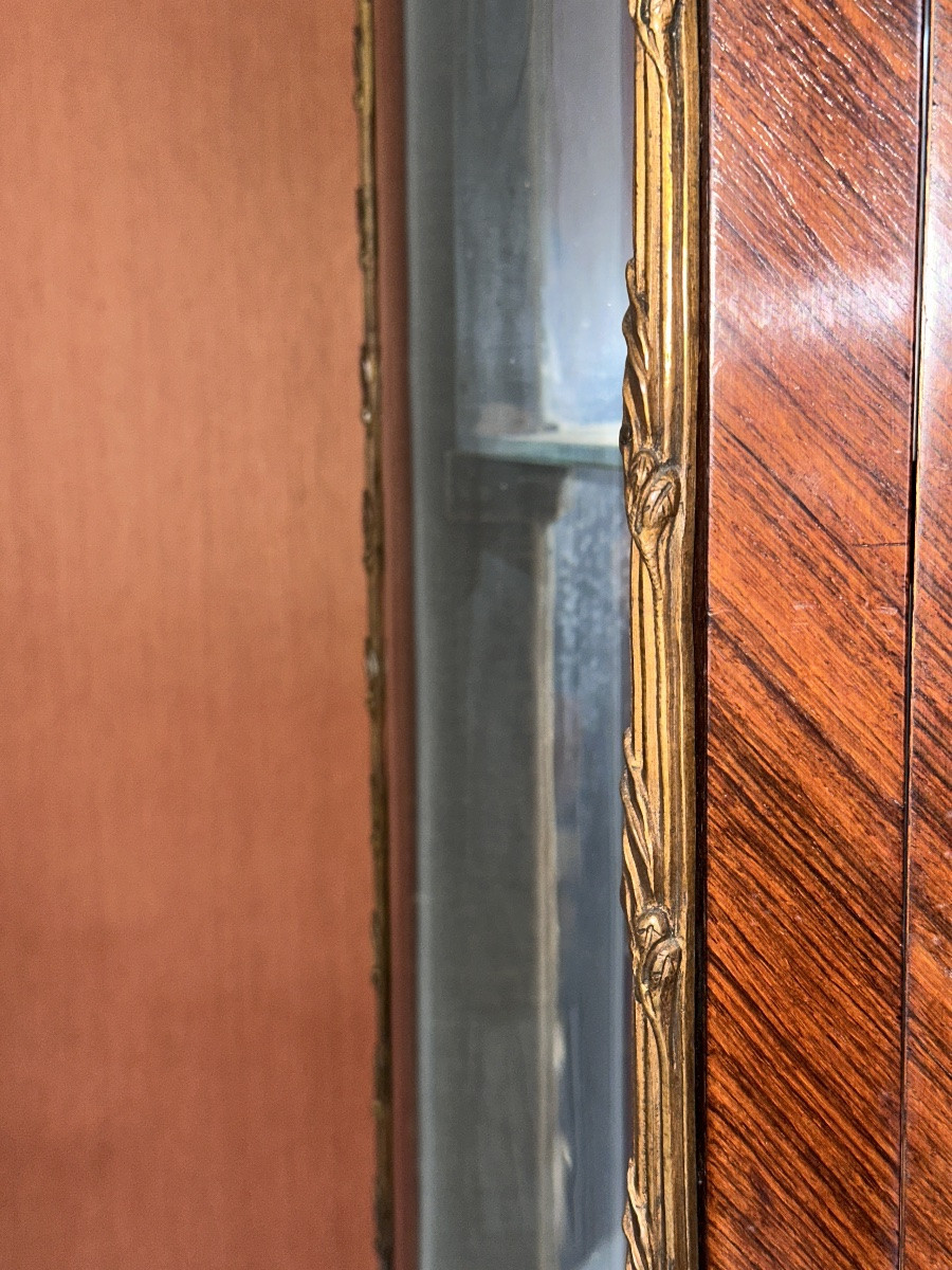 Louis XV Armoire Curved Glass Display Cabinet Bronze Marquetry St Linke Paris 19th Century-photo-2