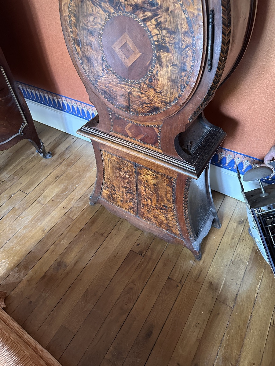 Bresse Clock In Veneered And Inlaid Wood, Comtois Movement 18th Century-photo-1