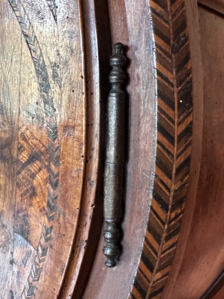 Bresse Clock In Veneered And Inlaid Wood, Comtois Movement 18th Century-photo-6
