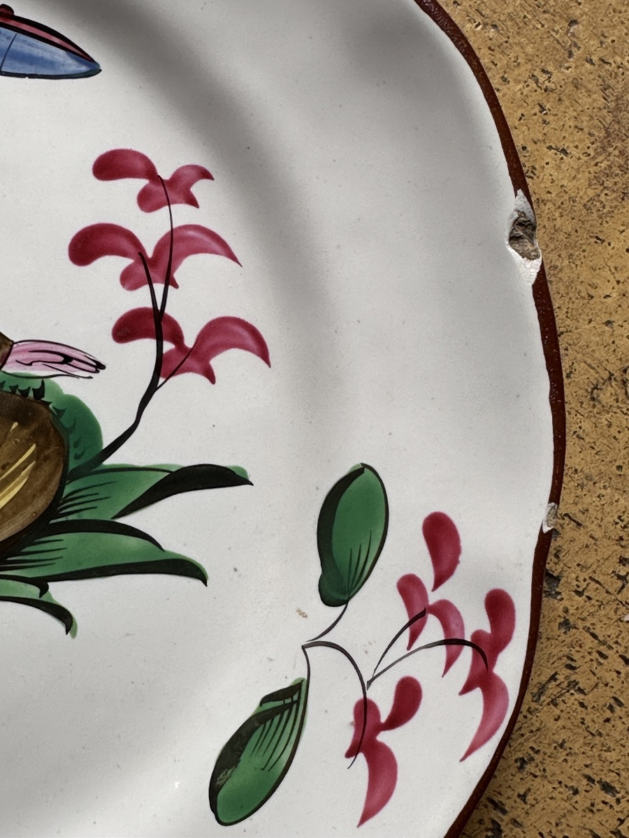 Earthenware Plate Decorated With Chinese Portrait And Parasol Les Islettes 18th Century-photo-1