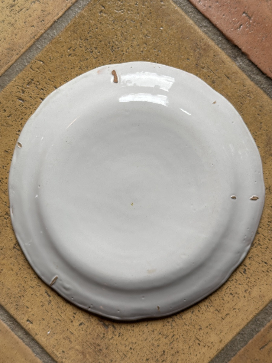 Earthenware Plate Decorated With Chinese Portrait And Parasol Les Islettes 18th Century-photo-3