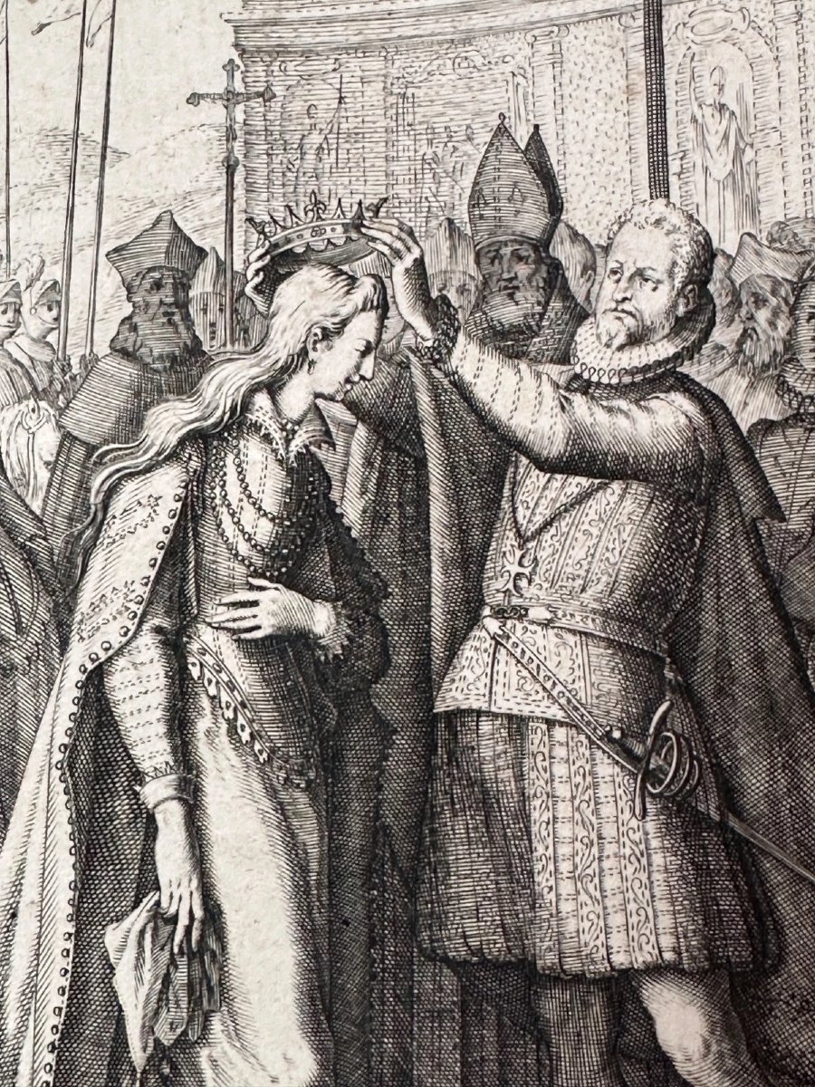 Jacques Callot d’après Matteo Rosselli, Incoronazione di Cristina di Lorena, gravure ancienne d-photo-1