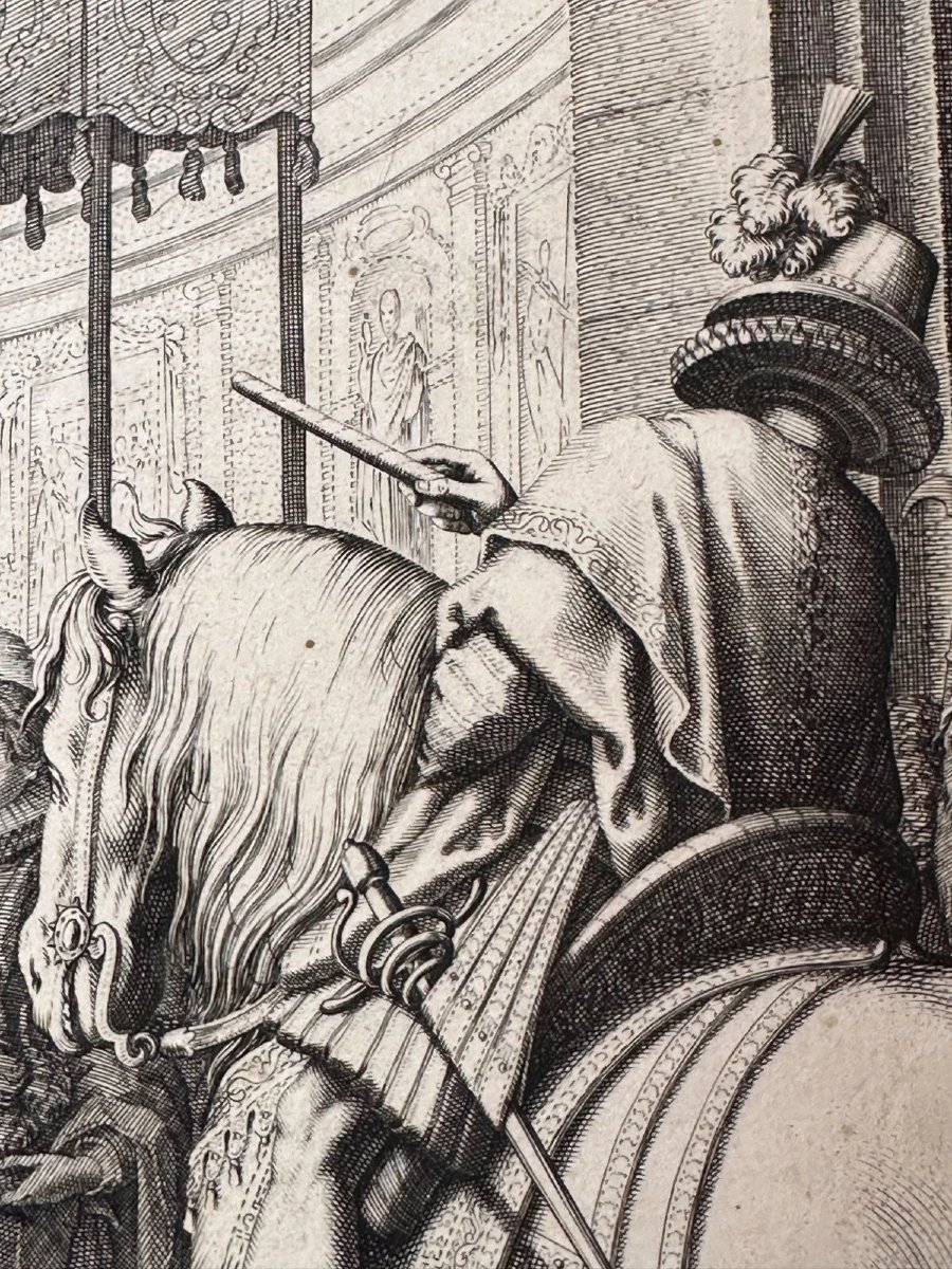 Jacques Callot d’après Matteo Rosselli, Incoronazione di Cristina di Lorena, gravure ancienne d-photo-3