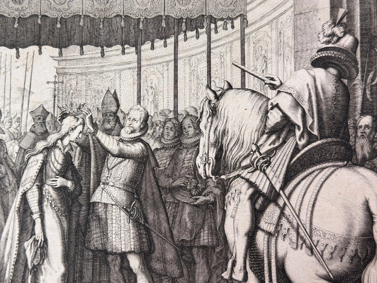 Jacques Callot d’après Matteo Rosselli, Incoronazione di Cristina di Lorena, gravure ancienne d-photo-4