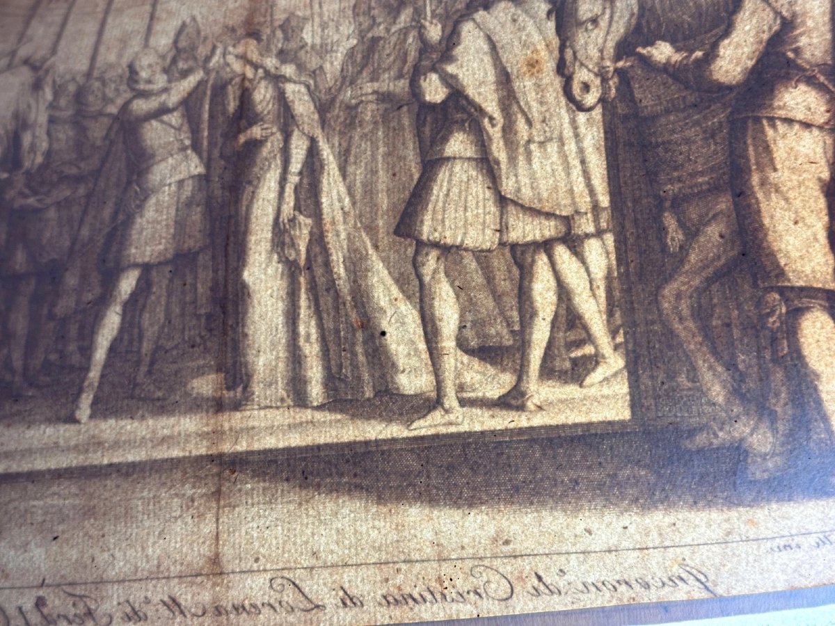 Jacques Callot d’après Matteo Rosselli, Incoronazione di Cristina di Lorena, gravure ancienne d-photo-7