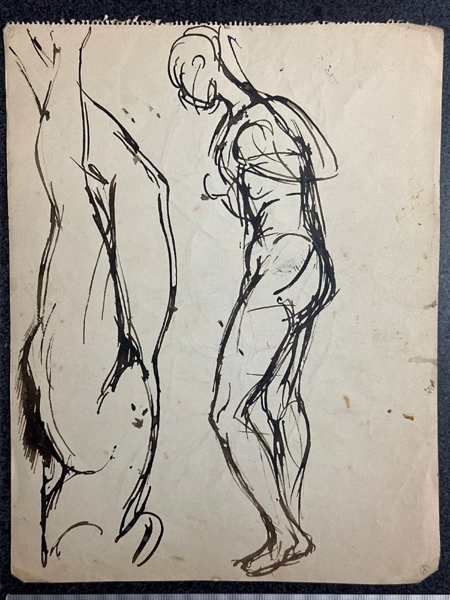 TEN KATE III Dessin à l’encre Étude de nus féminins dos attitude Moderne-photo-4