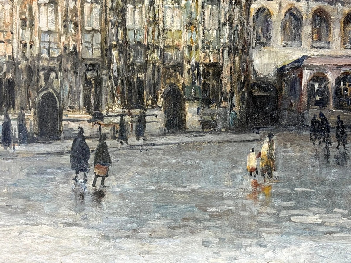 Gustave Helinck Painting Landscape View Sky Bruges Animated Post Impressionist Belgian-photo-2