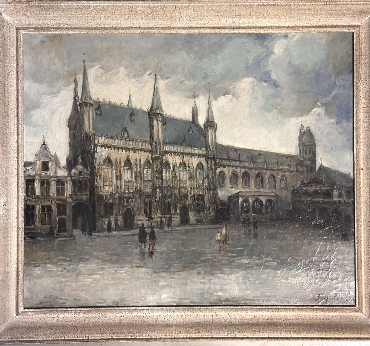 Gustave Helinck Painting Landscape View Sky Bruges Animated Post Impressionist Belgian