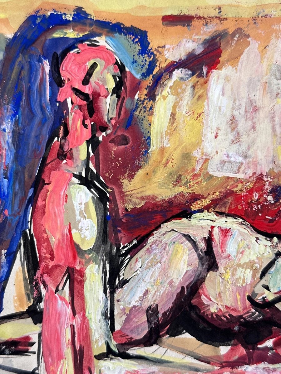 Ten Kate Portrait Nude Cobra Couple In A Gouache Interior-photo-2