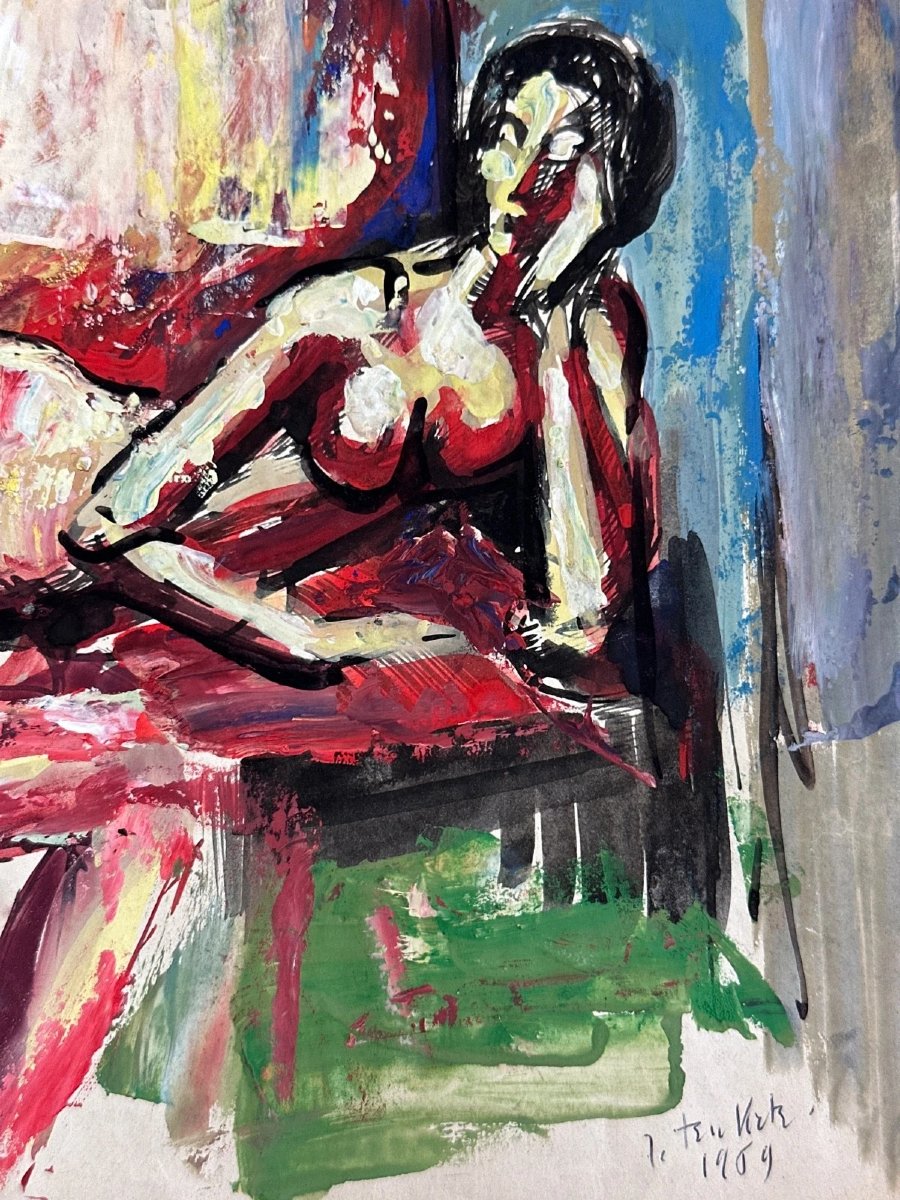 Ten Kate Portrait Nude Cobra Couple In A Gouache Interior-photo-3