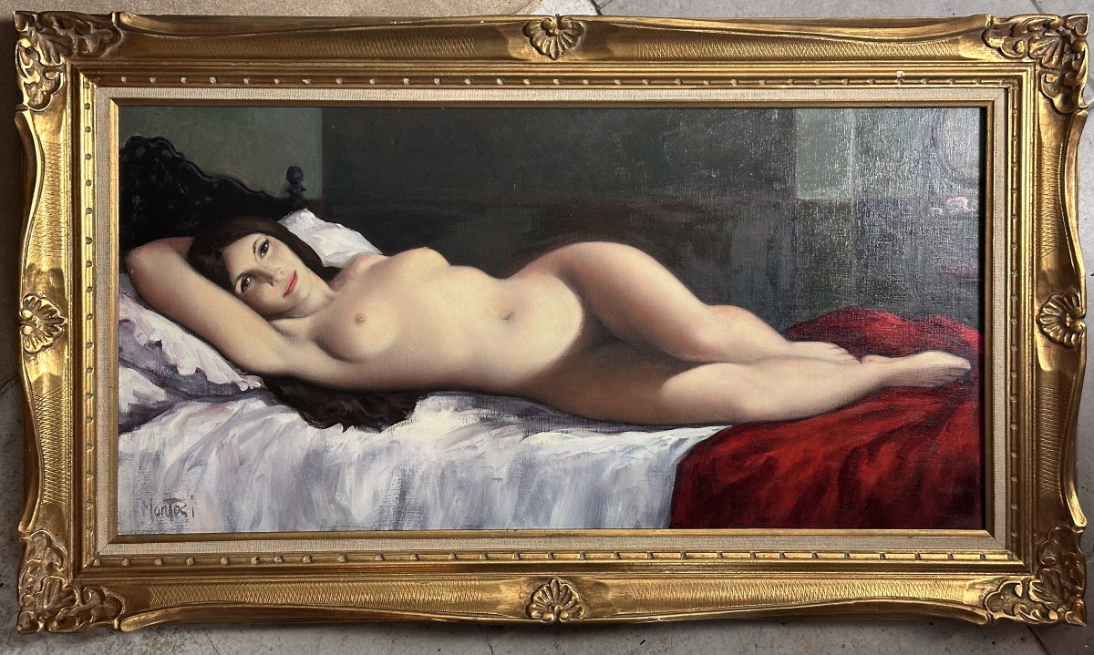 Dobrosky Erotic Painting Portrait Of A Nude Young Woman In A Bedroom
