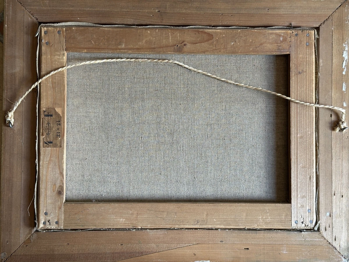 Schaeffer  Tableau ancien harde de sangliers Paysage forêt  1938  style de  Rötig-photo-5