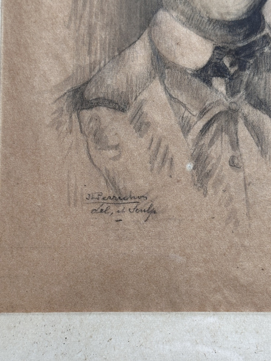 Perrichon Portrait Of Writer Edgard Allan Poe 19th Century-photo-2