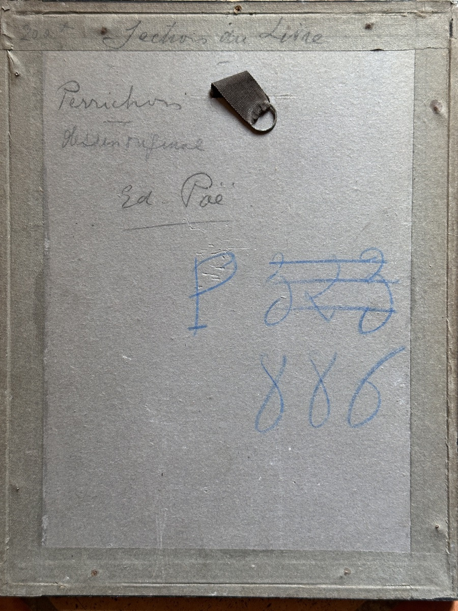 Perrichon Portrait Of Writer Edgard Allan Poe 19th Century-photo-3