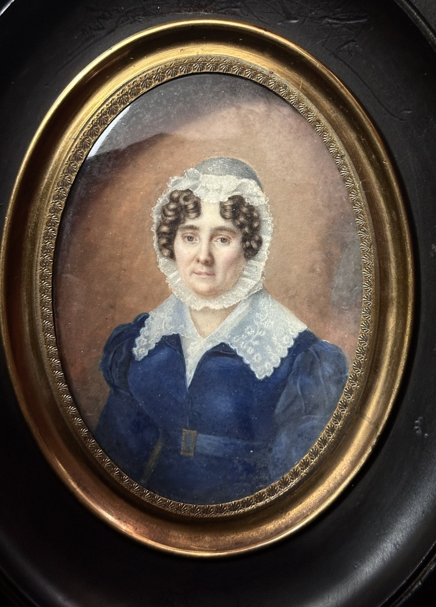  Pair Of Large Miniature Romantic Couple Costume Frame 1830-photo-2