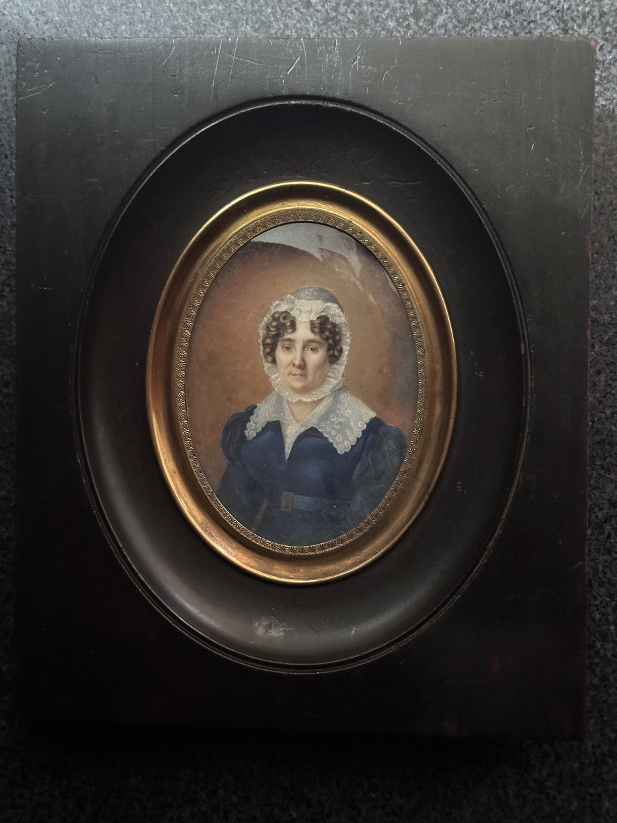  Pair Of Large Miniature Romantic Couple Costume Frame 1830-photo-3