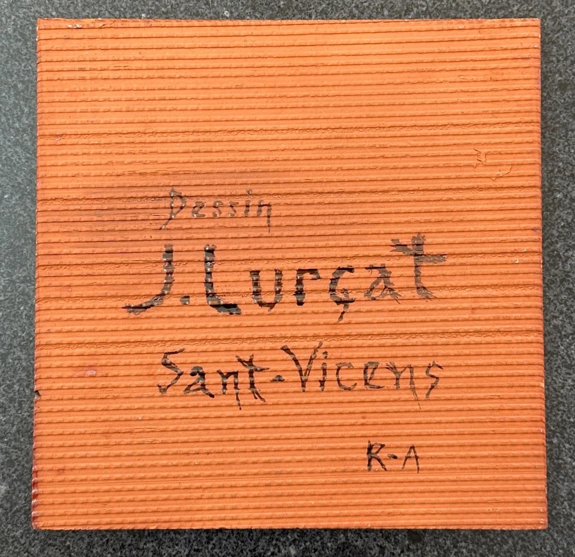 Jean Lurçat Glazed Ceramic Tile Sant Vicens Red Rooster Black Design-photo-1