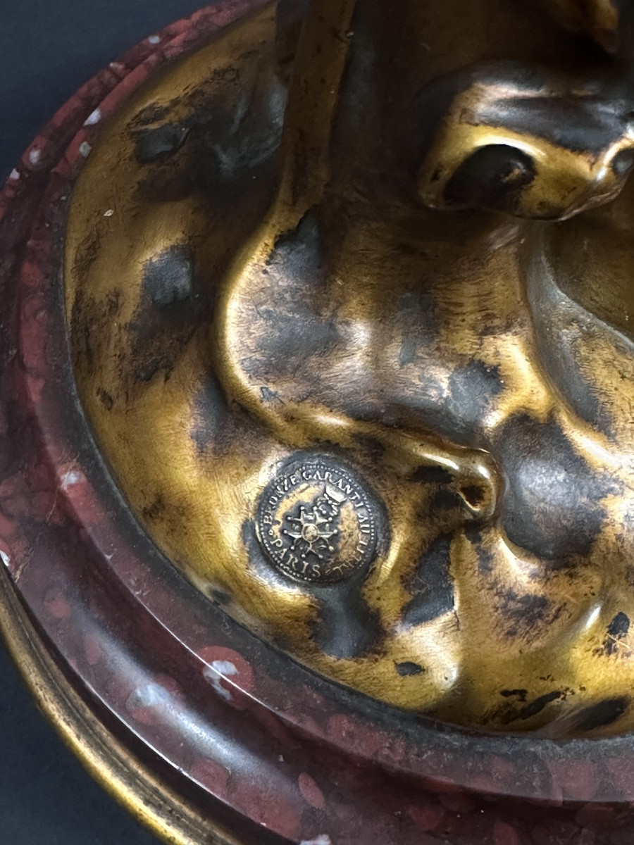 Marcel Début Gilded Bronze Portrait Nude Flower Woman Nature Allegory Symbolism Art Nouveau-photo-4