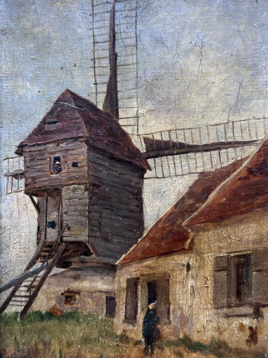 Painting View Of Montmartre Landscape Moulin De La Galette Animated Paris 19ème