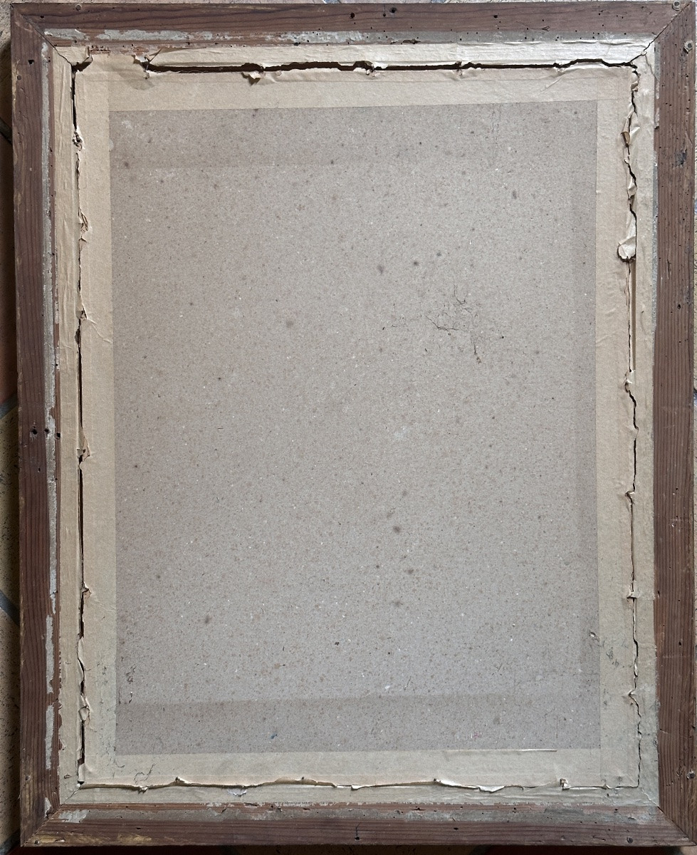 Pastel  femme peintre  au chevalet dans un atelier académie portrait 1950 signé-photo-3