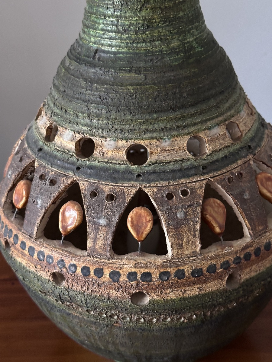 Georges Pelletier Large Ceramic Lamp, 80 Cm, Circa 1960 Vintage Design Interior Design-photo-3