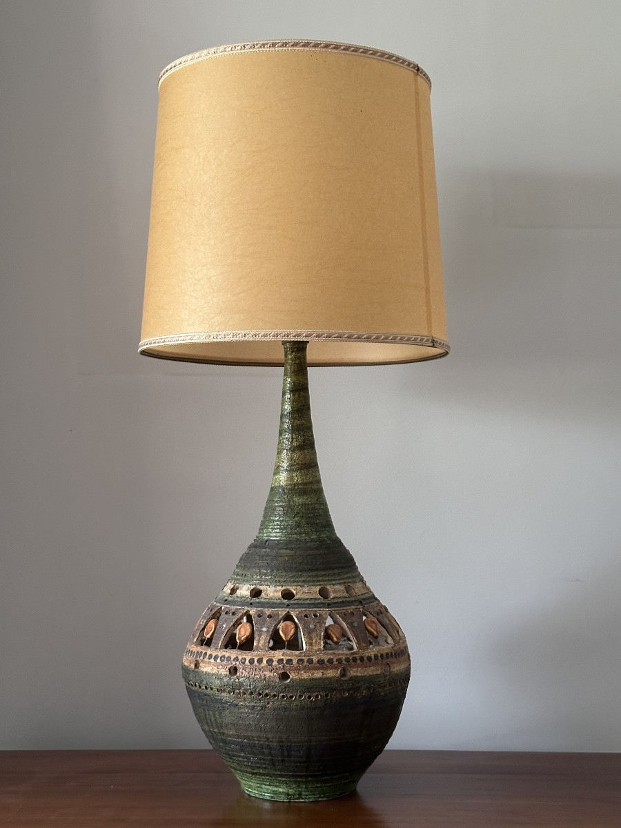 Georges Pelletier Large Ceramic Lamp, 80 Cm, Circa 1960 Vintage Design Interior Design-photo-5