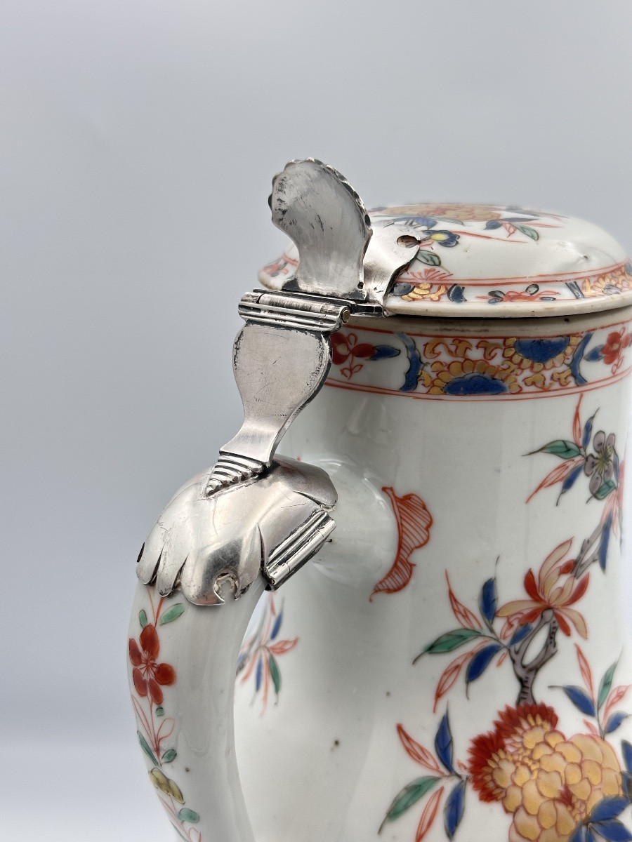 Verseuse porcelaine de Chine Compagnie des Indes  monture en argent XVIIIe KANGXI-photo-1