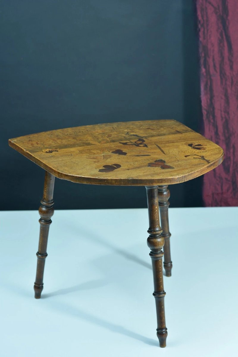 émile Gallé Petite Table Parlante Cigalle La Fontaine Guéridon Sauterelle Art Nouveau Nancy-photo-3