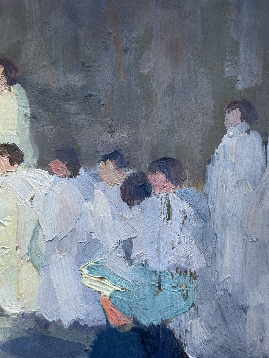 Marie Louise Lustremant Tableau La Procession Notre Dame De Paris Enfant De Coeur Moniale-photo-2